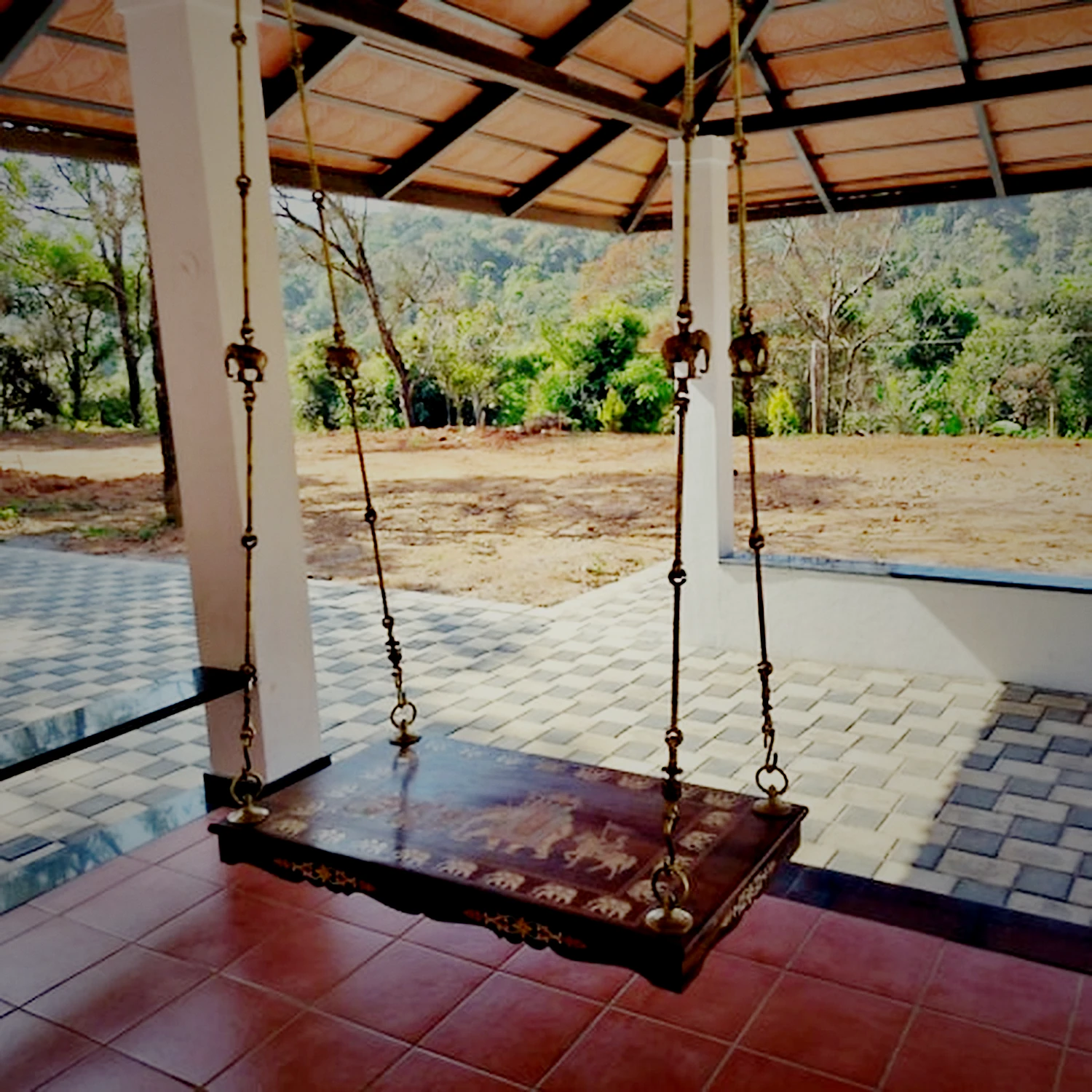 The veranda swing at The Green Stay, Sakleshpur