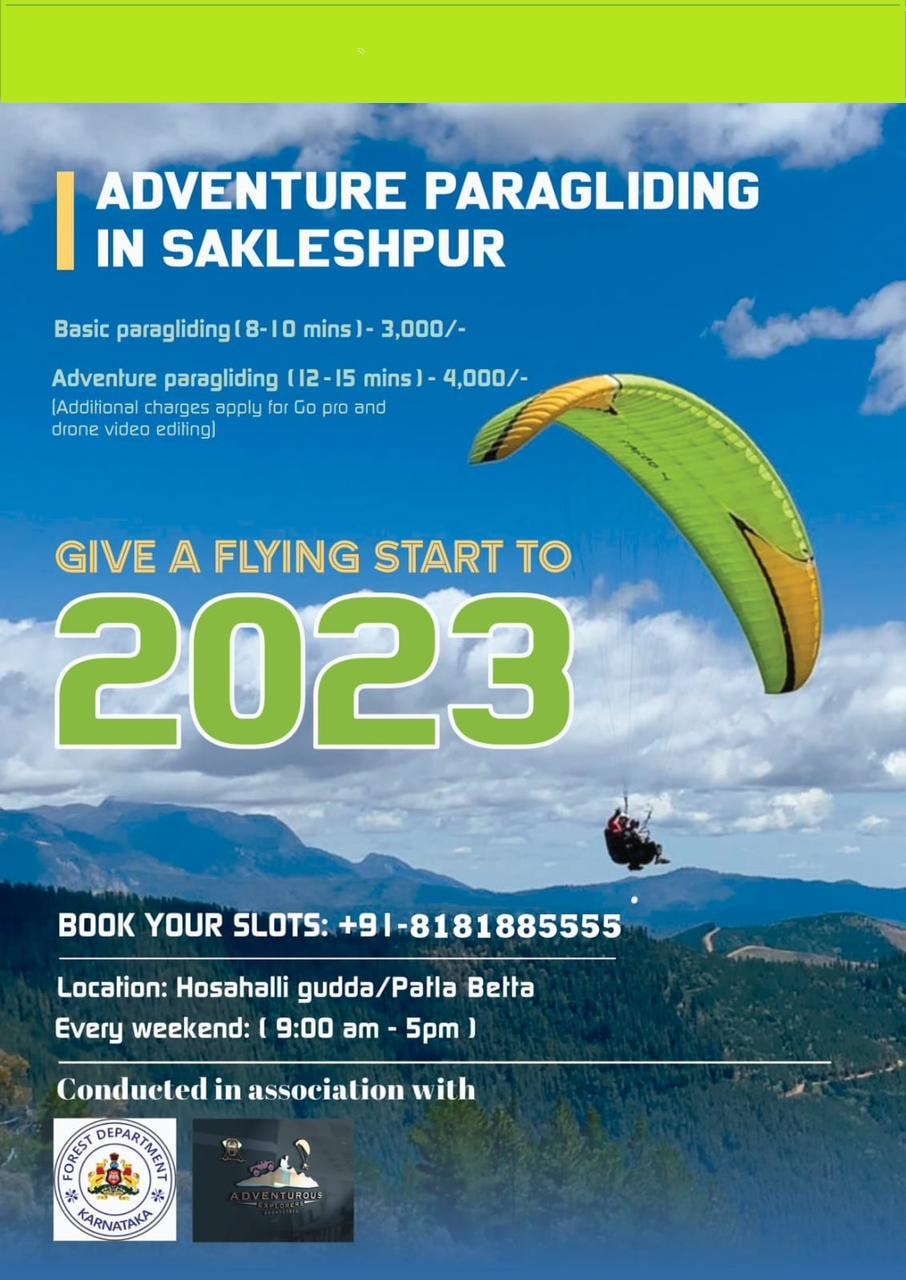 Paragliding in Sakleshpur near The Green Stay, Sakleshpur