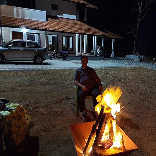 Evening bonfire on the estate